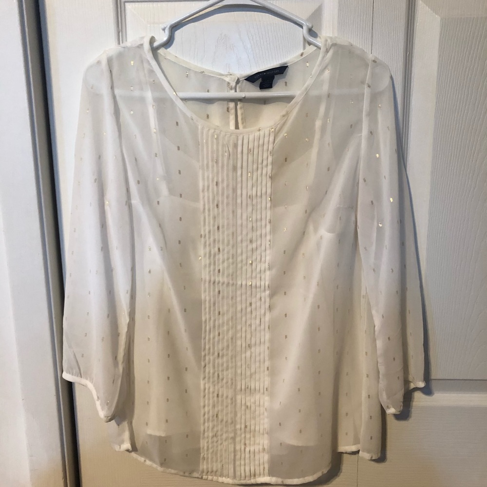 Sheer white and gold top